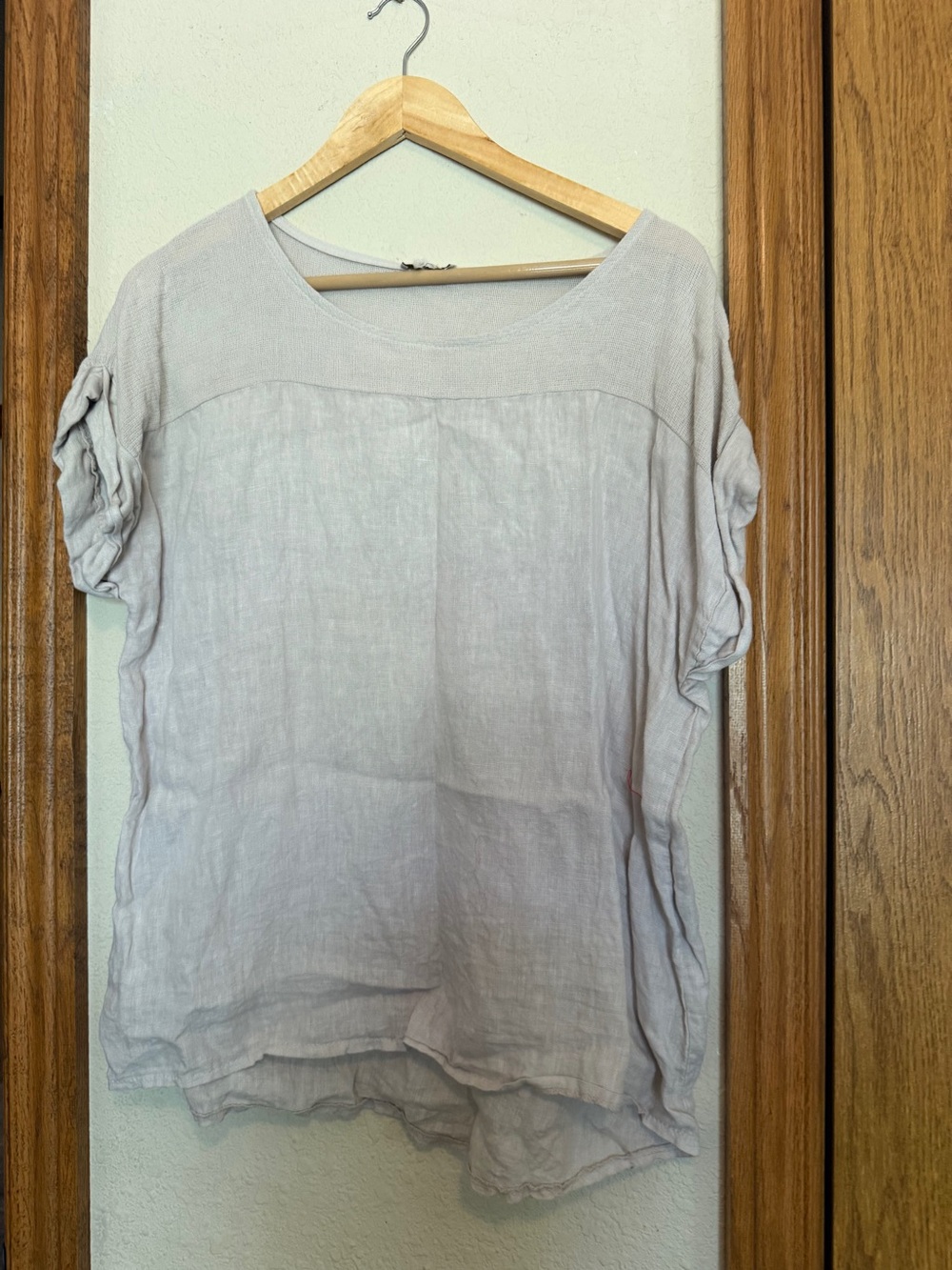 Bella Marie beige Short Sleeve Linen Tunic